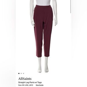 ALLSAINTS Women's Burgundy Pants trousers